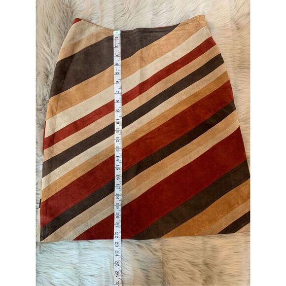 Striped Multicolor Suede Skirt - Picture 6 of 7
